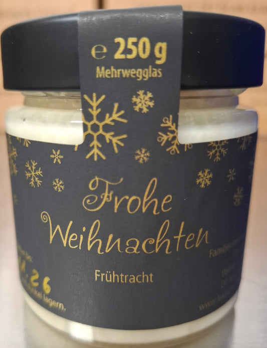 cremiger Frühtrachthonig 250g mit Weihnachtsetikett